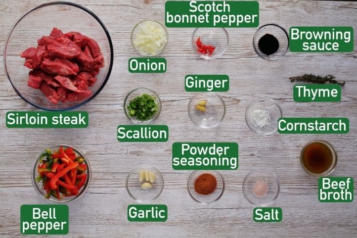 Pepper steak ingredients