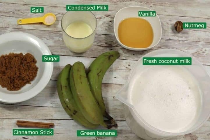 Banana porridge ingredients