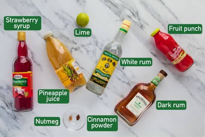 Ingredients for rum punch